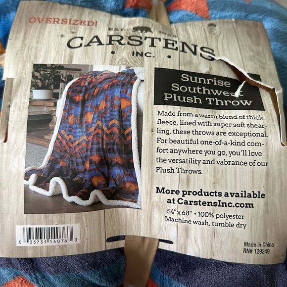 Carstens Inc Sunrise Southwest Plush Sherpa Throw Oversized NWT - Picture 3 of 4